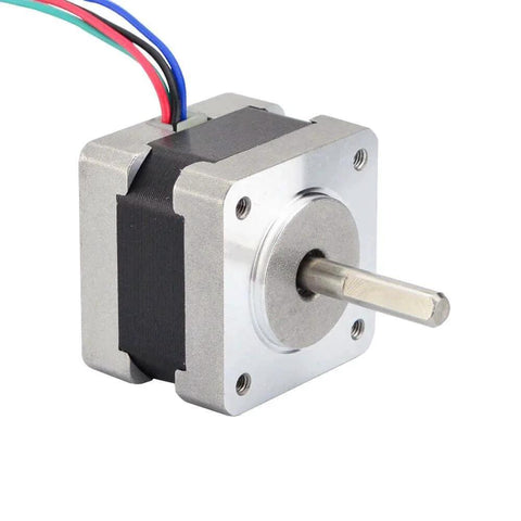 Nema 14 Stepper Motor 0.9deg(400 Steps/rev) 0.4A 11Ncm/15.6oz.in Bipolar 4-Wires showing front view with shaft and wires
