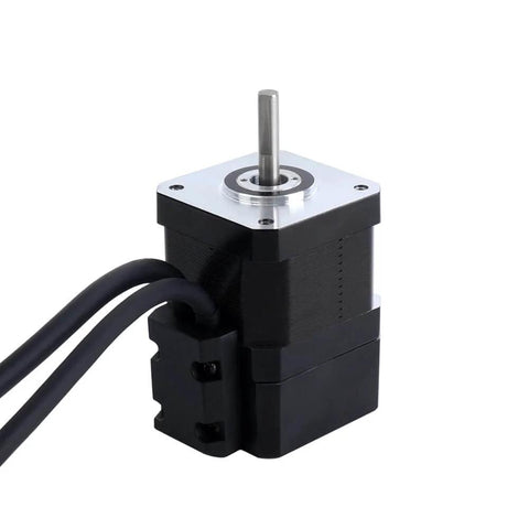Nema 17 Closed Loop Stepper Motor 42Ncm/59.48oz.in with Encoder 1000PPR(4000CPR) side view, black and silver motor