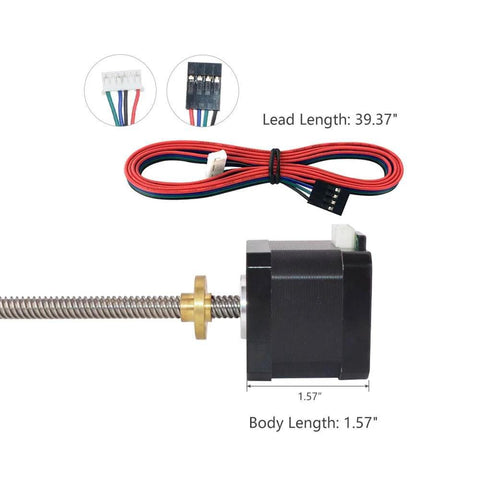 310mm Tr8x8 Lead Screw Nema 17 Integrated Linear Actuator Stepper Motor with External Brass Nut, cable, connectors for RepRap Prusa i3 3D Printers