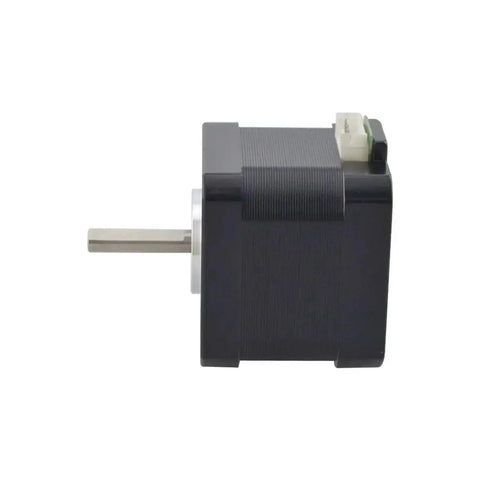 Side view of NEMA 17 Stepper Motor 17HE15-1504S 42Ncm 1.5A 4 Lead, showing shaft and connectors