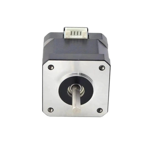 Front view of NEMA 17 Stepper Motor 17HE15-1504S 42Ncm 1.5A 4 Lead High Precision showing shaft and connector.