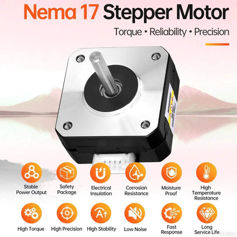 Product image of 10Pack Nema 17 Stepper Motor 1.8° 2 Phase High Torque 0.13Nm(18.41oz·in) Bipolar 42x21mm for 3D Printer CNC Machine