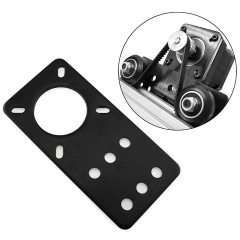 Nema 17 Stepper Motor Mount Flat Bracket Black Aluminum Alloy Mounting Plate for CNC 3D Printer, shown installed