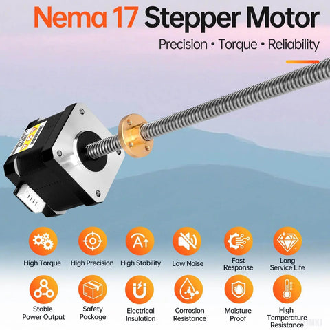 Image of 3 Pack Nema 17 Stepper Motor TR8x8 400mm with T8 Lead Screw showcasing features like high torque and precision.