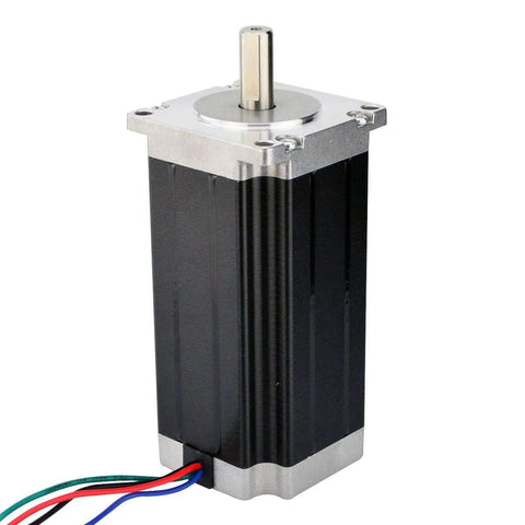 Close-up of 3PCS 3Nm Nema 23 Stepper Motor 4.2A 4-wires 10mm shaft for DIY CNC mill lathe router applications.