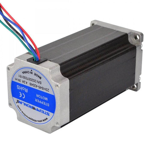 Side view of 3PCS 3Nm Nema 23 Stepper Motor 4.2A 4-wires 10mm Shaft for DIY CNC Mill Lathe Router, showing wire connections