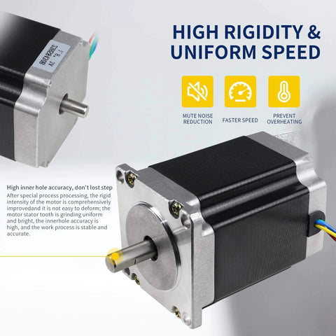 Nema23 Stepper Motor 76mm Dual Shaft 3A 270oz-in 4 Lead Wire for CNC Router Engraving Milling/3D Printer, front view