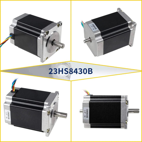 Nema23 Stepper Motor 76mm Dual Shaft 3A 270oz-in 4 Lead Wire for CNC Router Engraving Milling/3D Printer in various views