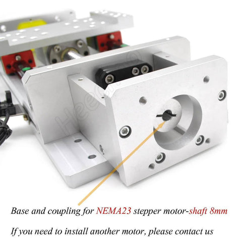 Heavy Duty Linear Stage Actuator 24Inch Ballscrew 1605 + HG15 Linear Rail Guide with Nema23 Motor Base, close-up of motor shaft.
