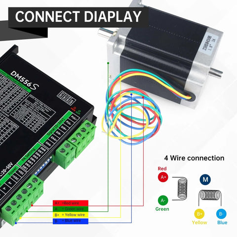 Nema23 Stepper Motor,270 oz.in,76mm,1.8 deg,3A,with 4 Lead Wires for 3D Printer/Robot/CNC Router Engraving Milling (3pcs Dual Shaft) with wire connections displayed