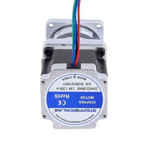 Top view of Nema 23 Stepper Motor Bipolar L=54.5mm w/Gear Ratio 50:1 MG Series Planetary Gearbox showing electrical connections.