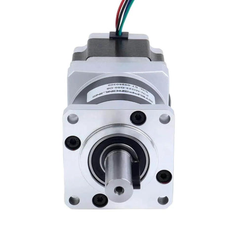 Front view of Nema 23 Stepper Motor Bipolar L=54.5mm w/Gear Ratio 50:1 MG Series Planetary Gearbox with wires visible.