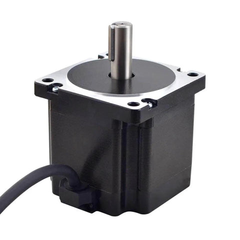 Nema 34 Stepper Motor 4.8Nm(679.87oz.in) 6.0A 14mm Key-Way Shaft with 1m Cable, black casing, side view