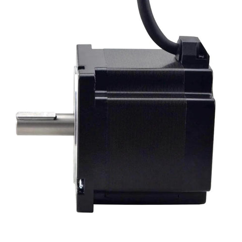 Side view of Nema 34 Stepper Motor 4.8Nm(679.87oz.in) 6.0A 14mm Key-Way Shaft with 1m Cable, showing key-way shaft and cable connection.