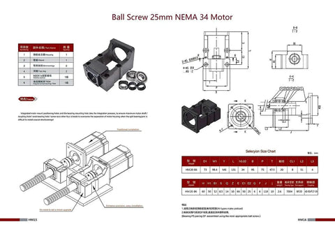 Nema 34 Stepper Motor Steel Mounting Bracket And BK20 Fixed End Support Bearing Mount For 86mm Nema 34 Motors And 25mm CNC Ball Screw Kit SFU2505 SFU2510 2525 2550 2504 Ideal For CNC Machining 3D Printer Linear Motion Systems
