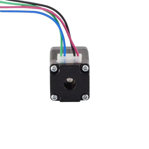 Front view of Nema 8 Bipolar Smallest Stepper Motor 1.6Ncm/2.3oz.in 1.8deg 28mm 0.2A 4 Leads with attached colorful wires