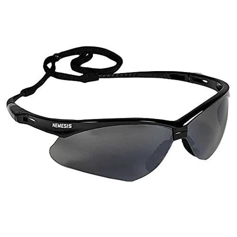 Nemesis Safety Glasses with Anti Fog Smoke Lenses for Outdoor Use 3 Pack, featuring a lightweight, black frame with neck strap