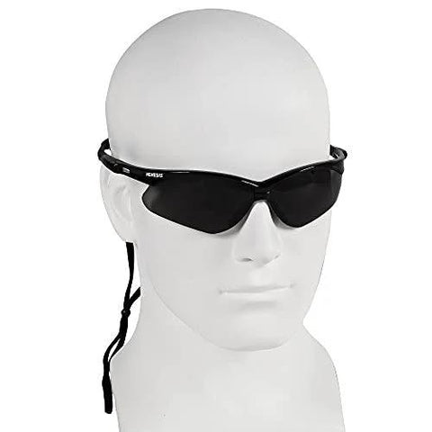 Nemesis Safety Glasses With Anti Fog Smoke Lenses For Outdoor Use 3 Pack on mannequin, showcasing sporty fit and design.