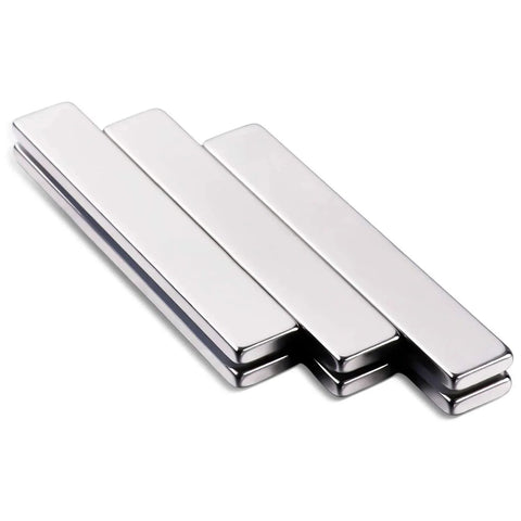 Close-up of Six Pack Neodymium Bar Magnets With Adhesive Backing 60x10x3mm 18 Lb Pull For Crafts Office Storage Fridge Organization