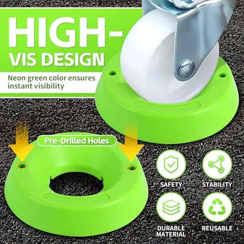 Trailer Jack Wheel Chock For Front Jack Wheel By MaxxHaul, Anti Sink Ground Plate In High Visibility Neon Green with Pre-Drilled Holes