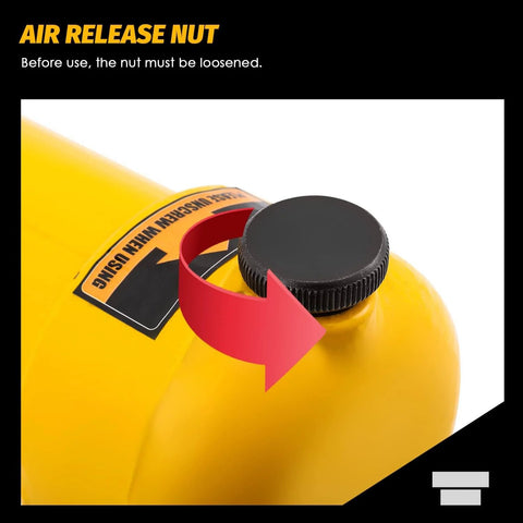 Close-up of air release nut on NEWTRY Hydraulic Hand Pump CP-700 10000psi for industry construction use, showing a loosen instruction.