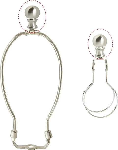 Ball Lamp Finial Set Two Pack In Nickel Finish For Lamp Shades And Harps, Solid Iron Finials With Copper Reducer shown installed