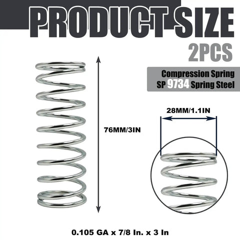 Two Pack Nickel Plated Compression Springs Made From Spring Steel 0.105 Gauge Wire Seven Eighths Inch Diameter 3 Inch Long