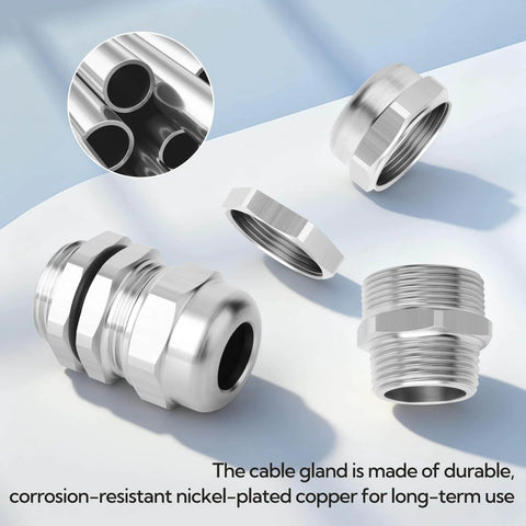 Nickel Plated Copper Cable Gland With One Inch NPT Thread Waterproof And Adjustable Protector For 18 To 25 Millimeter Cables