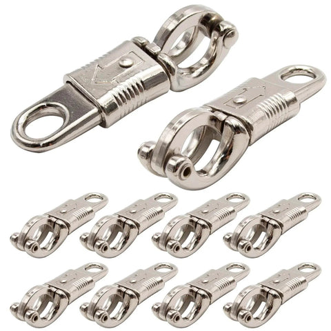10 Pack Nickel Plated Quick Release Panic Snap With Fixed Eye For Get Back Whips Industrial Grade Paracord Carabiners