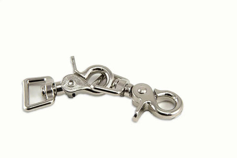 2 Pack Trigger Snap 1 Inch Square Eye Swivel Nickel Plate Industrial Grade Rust Resistant on white background