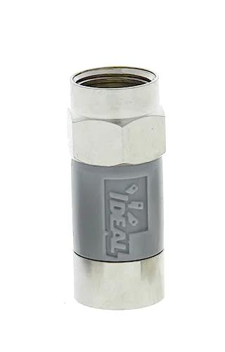 IDEAL INDUSTRIES nickel push-on F-connector with gray plastic body, front view