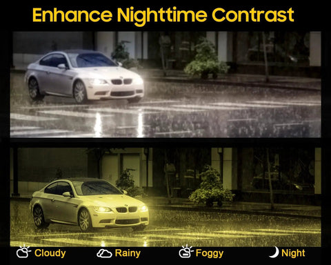 Night Vision Driving Glasses With Polarized Yellow Lenses For Low Light Driving enhancing contrast in rainy nighttime conditions