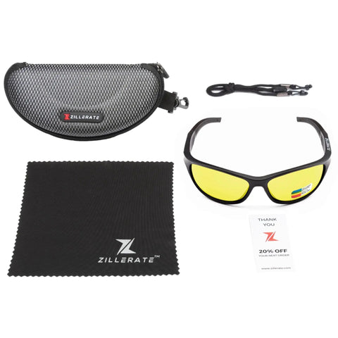 Night Vision Driving Glasses With Anti Glare Yellow Polarized Lenses with TR90 frames, case, and cleaning cloth