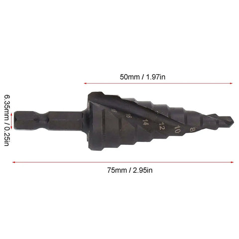 Nine Step Drill Bit High Speed Steel Spiral Pagoda Hole Reamer With Non Slip Tip And Hex Shank for 4-20mm holes