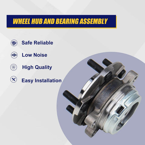 Image of 513296 Front Wheel Hub and Bearing Assembly 2 Pack for Nissan Altima Maxima Murano Infiniti JX35 QX60, showing durable sealed design.