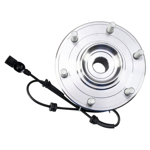 Front view of the Front Wheel Bearing And Hub Assembly For 2017 Through 2023 Nissan Titan 4WD Direct Fit Replacement With Durable Built In ABS Tone Ring