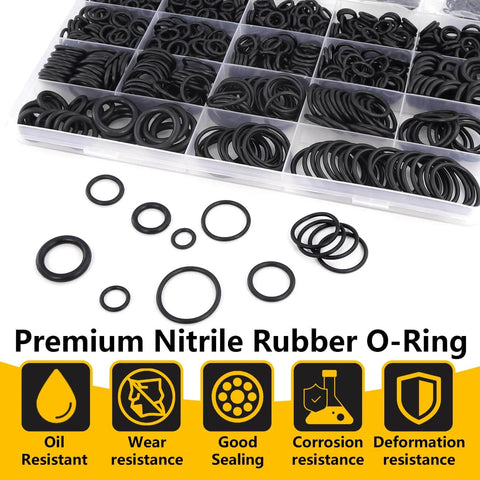 1040 Piece O Ring Assortment Kit with 21 sizes, heavy duty nitrile rubber, oil resistant for automotive, plumbing and kitchen use