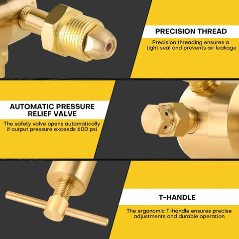 Brass components and features of Heavy Duty Nitrogen Regulator For HVAC Purging And Pressure Charging With 0 To 800 PSI Range.