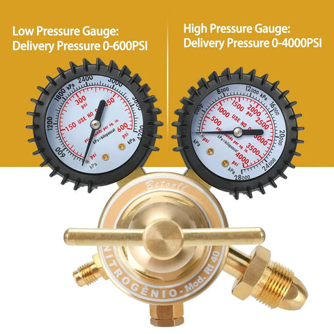 Nitrogen Regulator Kit With A 78.7 Inch Hose For Safe Tank Distance In Soldering And Welding Projects Dual Gauges 0 To 600 PSI