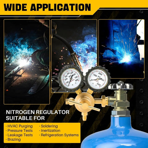 Premium Nitrogen Gas Regulator With Dual Gauges For HVAC Purging Brass Construction Durable And Reliable for Pro Shops