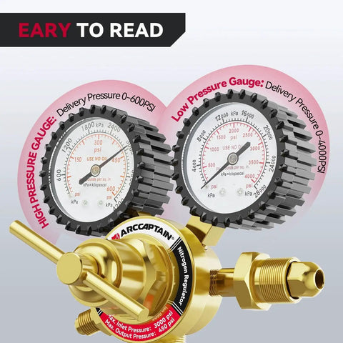 Nitrogen Regulator With A Six Point Six Foot Hose For Easy Pro Grade Gas Delivery From Tanks Zero To Six Hundred PSI Range