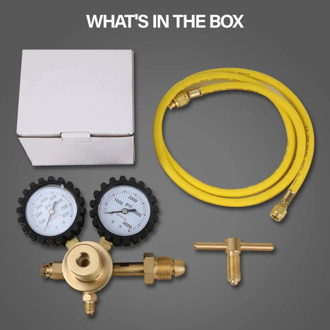 Pro Nitrogen Regulator With 0 To 800 PSI Delivery Pressure, 60 Inch Hose, CGA580 Inlet Connection And Quarter Inch Male Flare Outlet