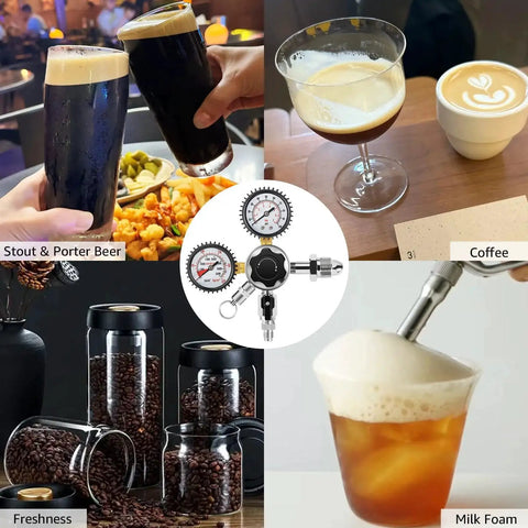 Nitrogen Regulator For Keg And Kegerator With Dual Gauges CGA 580 0 To 100 PSI Output And 0 To 3500 PSI Input in use with drinks