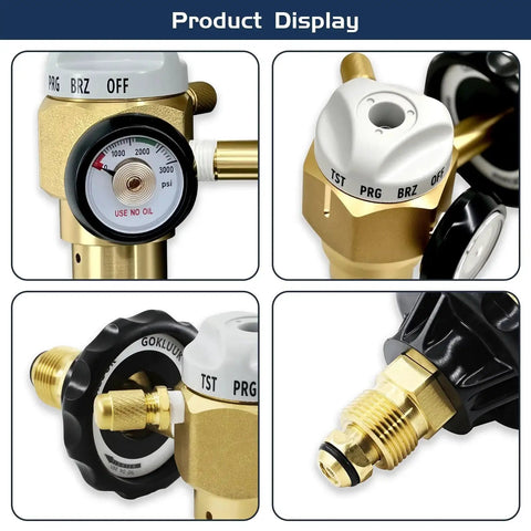 Close-up product display of Nitrogen Purging Regulator VN650 with 650 PSI Flow Meter and Hybrid Design, Quarter Inch Male Flare Outlet.