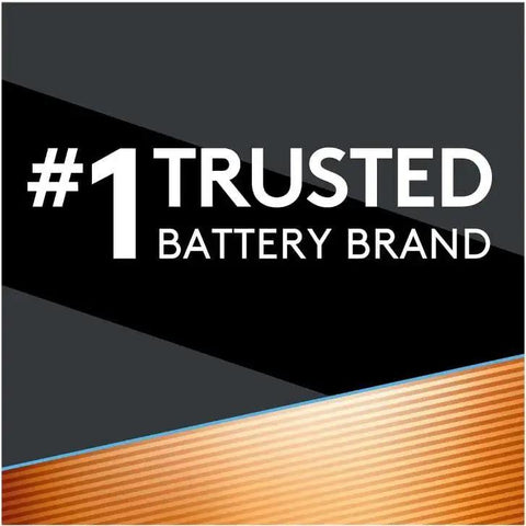 Graphic displaying "#1 Trusted Battery Brand" message with bold black and gold design, highlighting Optimum AA Batteries With Power Boost.