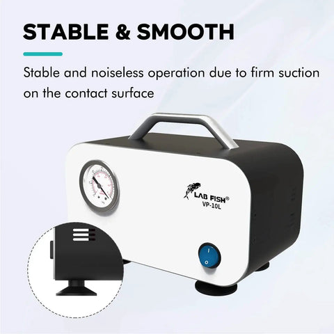 Powerful 10 Liters Per Minute Portable Lab Vacuum Pump Oil Free Diaphragm Filtration System with rubber tube by Lab Fish