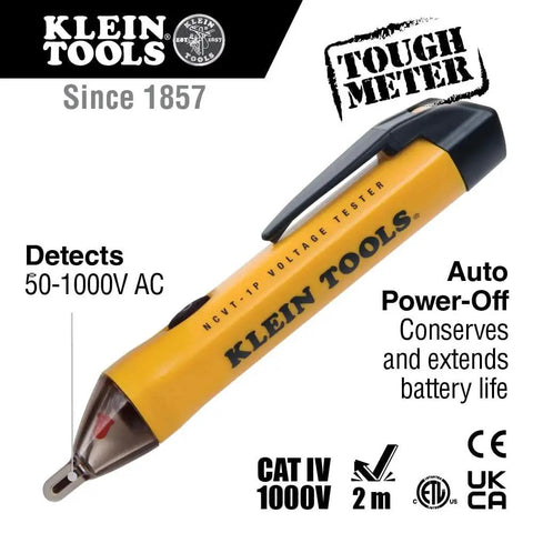 Non Contact Voltage Tester NCVT1P Handheld 50 To 1000 Volt AC Detection with audible alarm and flashing LED indicator pocket clip