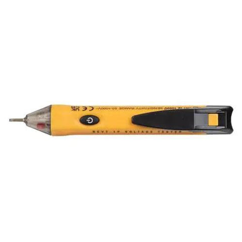Side view of Non Contact Voltage Tester NCVT1P Handheld 50 To 1000 Volt AC Detection With Audible Alarm and Flashing LED Indicator Pocket Clip