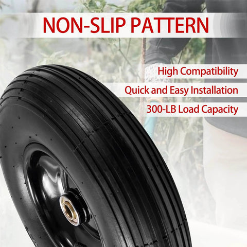 ✝️ (2-pack) 4.00-6 wheelbarrow tires with non-slip pattern, 13 inch pneumatic tire and wheel showcasing high load capacity