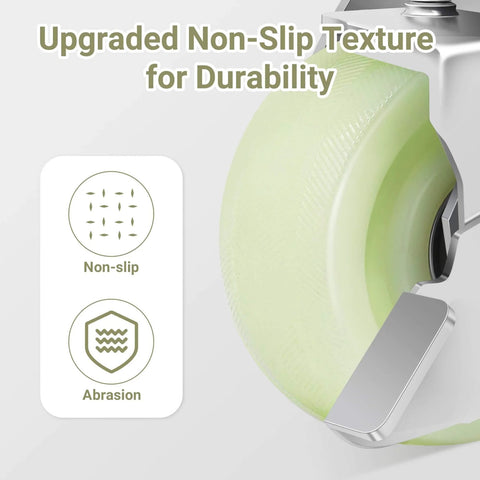 Heavy Duty Caster Wheels 4 Inch - 2500 LBS, PP Plate Castor Set showing non-slip texture and abrasion resistance